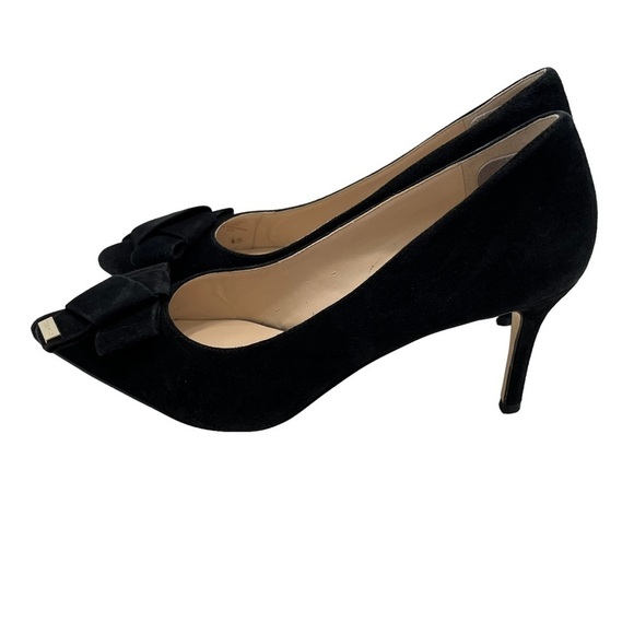 Cole Haan Ophelia Suede Pointed Toe Black 3” Heels with Bow Size 6.5 B - Picture 2 of 13